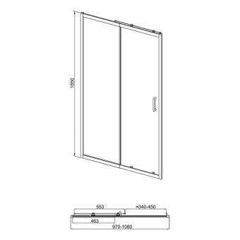 Дверь в нишу Qtap TAURUS стекло 6мм Clear, CalcLess, рег. проф. 97-108x185 см, раздвиж TAUCRM20111C6: 2