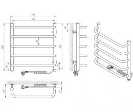 Полотенцесушитель электрический LARIS Стандарт П5 450х500 правый 73207020: 3