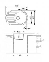 Мойка FABIANO Arc 77x50 Beige 8221.401.0469: 2