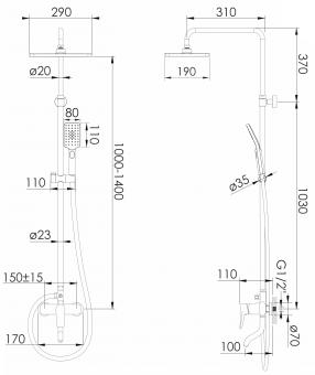 Душевая система IMPRESE MODUS f03008210SB: 5