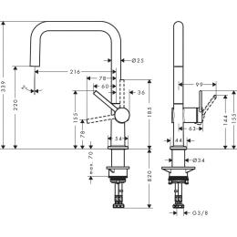 Смеситель для кухни HANSGROHE Talis M54 черный мат 72806670: 3