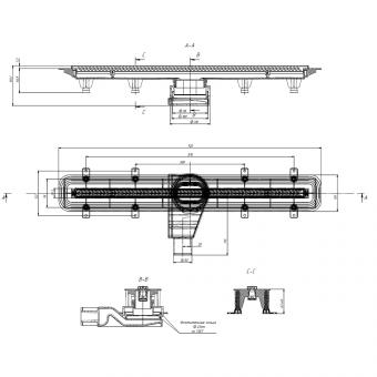 Душевой канал Waterway Stripe2 700  с решеткой Base slim WSA700001: 2