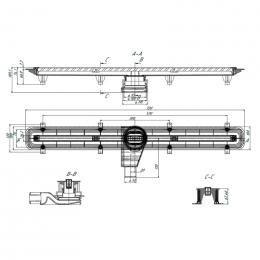 Душевой канал Waterway Stripe2 900 с решеткой Base slim WSA900001: 2