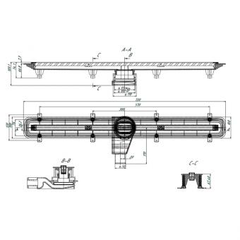 Душевой канал Waterway Stripe2 900 с решеткой Base slim WSA900001: 2