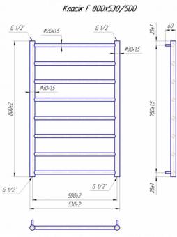 Полотенцесушитель MARIO Классик F 800х530/500 (1.1.5906.01.P): 2