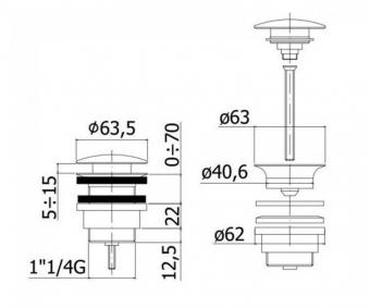 Донный клапан PAFFONI Light ZSCA050CR: 2