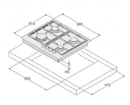 Варочная поверхность газовая Fabiano FHG 1244 VGH Black Glass 8111.406.1029: 2