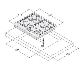 Варочная поверхность газовая Fabiano FHG 1244 VGH Black Glass 8111.406.1029: 2