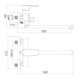 Смеситель для ванны IMPRESE VACLAV f03206406AB: 2