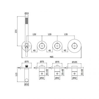 Смеситель для душа с термостатом на 2 потребителя PAFFONI Modular box MDE000CR: 2