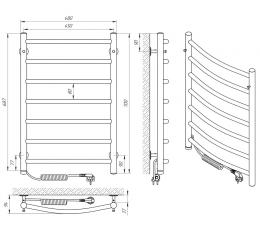 Полотенцесушитель электрический LARIS Классик П7 450х700 левый 73207725: 2