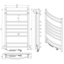 Полотенцесушитель электрический LARIS Классик П9 500х900 левый 73207729: 2