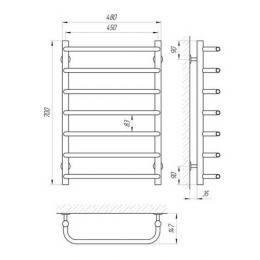 Полотенцесушитель электрический LARIS Стандарт П7 450х700 правый 73207022: 2