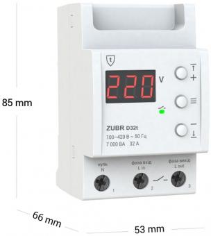 Реле напряжения однофазное на 3 модуля ZUBR D32t (4820120220456): 3