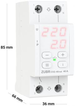 Реле напряжения с контролем тока однофазное на 2 модуля ZUBR CV2-40 red (4820120222160): 3