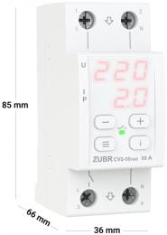 Реле напряжения с контролем тока однофазное на 2 модуля ZUBR CV2-50 red (4820120222177): 2
