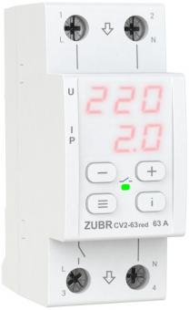 Реле напряжения с контролем тока однофазное на 2 модуля ZUBR CV2-63 red (4820120222184): 1