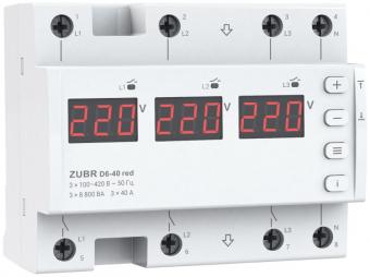 Реле напряжения с двумя режимами работы на 6 модулей ZUBR D6-40 red (4820120222139): 1