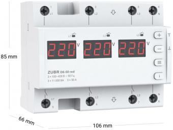 Реле напряжения с двумя режимами работы на 6 модулей ZUBR D6-50 red (4820120222146): 3
