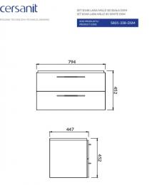 Шкафчик подвесной CERSANIT Lara 80 + раковина Mille S801-361: 2