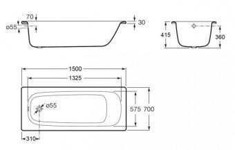 Ванна стальная ROCA CONTESA 150x70  (236060000): 4