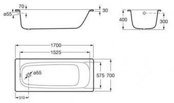 Ванна стальная ROCA CONTESA 170x70 A235860000: 4