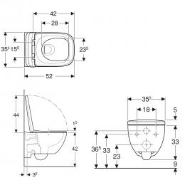 Унитаз подвесной Geberit MODO Square с сид. soft close 502.827.00.1: 2