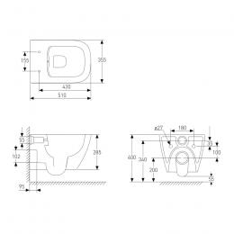 Унитаз подвесной VOLLE SOLO Rimless сид. Slim slow-closing 13-55-111Black: 2