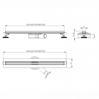 Душевой трап с решеткой VOLLE MASTER LINEA Flecha 50 см 9046.210704: 2