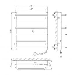 Полотенцесушитель электрический LARIS Комфорт ЧФ6 500х600 правый 77700093: 2