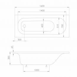 Ванна акриловая IMPRESE ROZKOS 160х70 b0701016070: 2