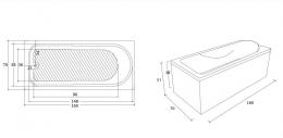 Ванна акриловая IMPRESE MILADA 160х70 b0701006070: 2