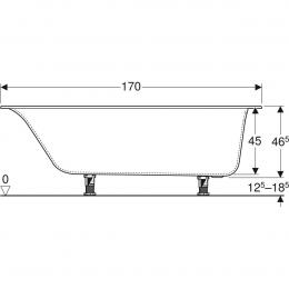 Ванна акриловая GEBERIT Soana slim rim 170х75 с ножками 554.014.01.1: 2