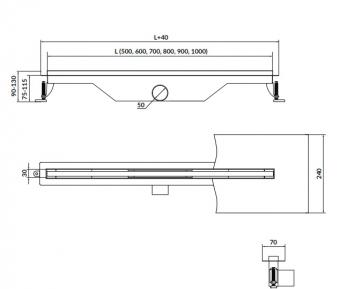 Душевой трап с решеткой Cersanit TAKO SLIM 70 S907-013: 3