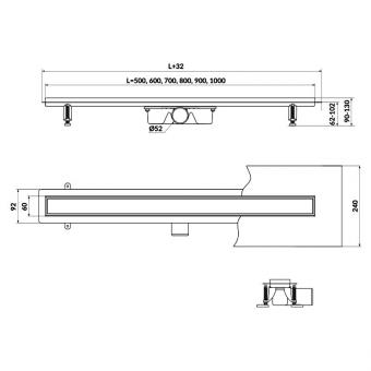 Душевой трап с решеткой CERSANIT TAKO 70 S907-009: 3
