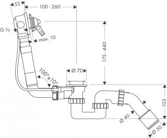 Сифон для ванны полуавтомат Hansgrohe Exafill 58125180: 2