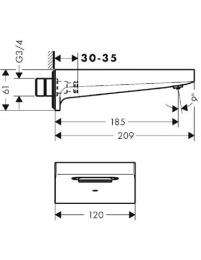 Излив для ванны HANSGROHE METRIS 32543670: 2