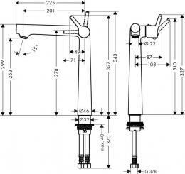 Смеситель для раковины HANSGROHE TALIS S 250 72116000: 2