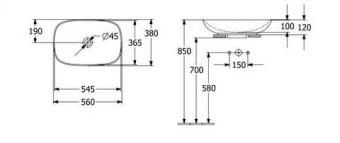 Умывальник VILLEROY&BOCH Loop&Friends CeramicPlus 56x38 4A4901S5: 2