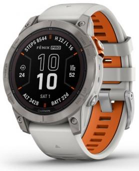 Смарт-часы Garmin Fenix 7 Pro Sapphire Solar Titanium with Fog Gray/Ember Orange Band (010-02777-21): 1