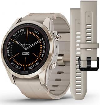 Смарт-часы Garmin Fenix 7S Pro Sapphire Solar Soft Gold with Limestone Leather Band (010-02776-30): 1