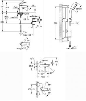 Набор смесителей GROHE EUROSMART UA123238S0: 2