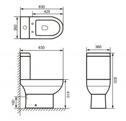 Унитаз компакт Imprese MALSE rimless безободковый, с сиденьем slow-closing, белый c06204503: 2
