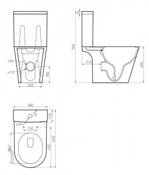 Унитаз компакт Imprese VACLAV rimless безободковый, с сиденьем slow-closing, белый c06206403: 2