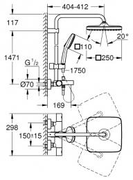 Душевая система GROHE Tempesta System Cube 250 26691001: 3