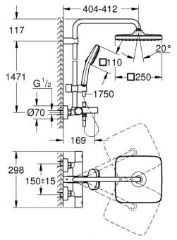 Душевая система GROHE Tempesta System Cube 250 26691001: 3