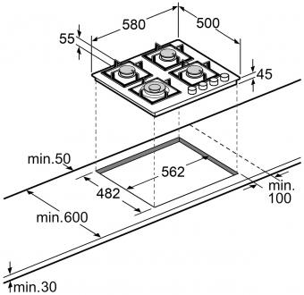 Варочная поверхность газовая Fabiano FHG 3744 VGH Inox 8112.406.1467: 2