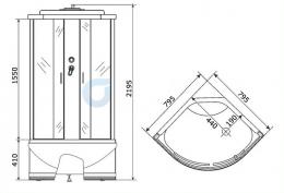 Гидромассажный бокс KO&PO 800x800x2100 470 G (80) С10089: 3