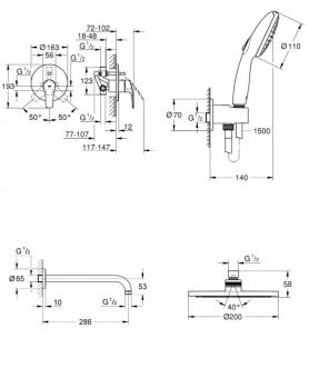 Душевой набор GROHE Eurosmart New UA25183003: 2