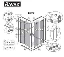Душевая кабина RAVAK BLRV2-90 Полир, алюм, Transparent 1LV70C00Z1: 2
